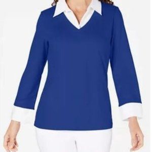 Karen & Scott Women Pullover Sweater, Size 2X Blue